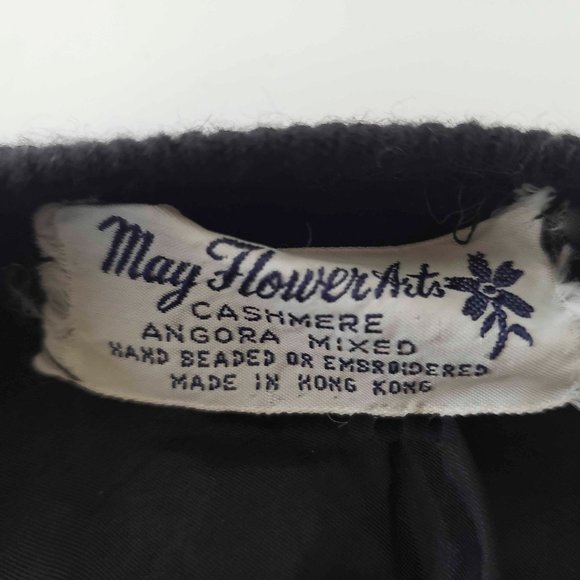 Vintage May Flower Arts Cashmere Angora Beaded Sweater SMALL - Picture 5 of 6